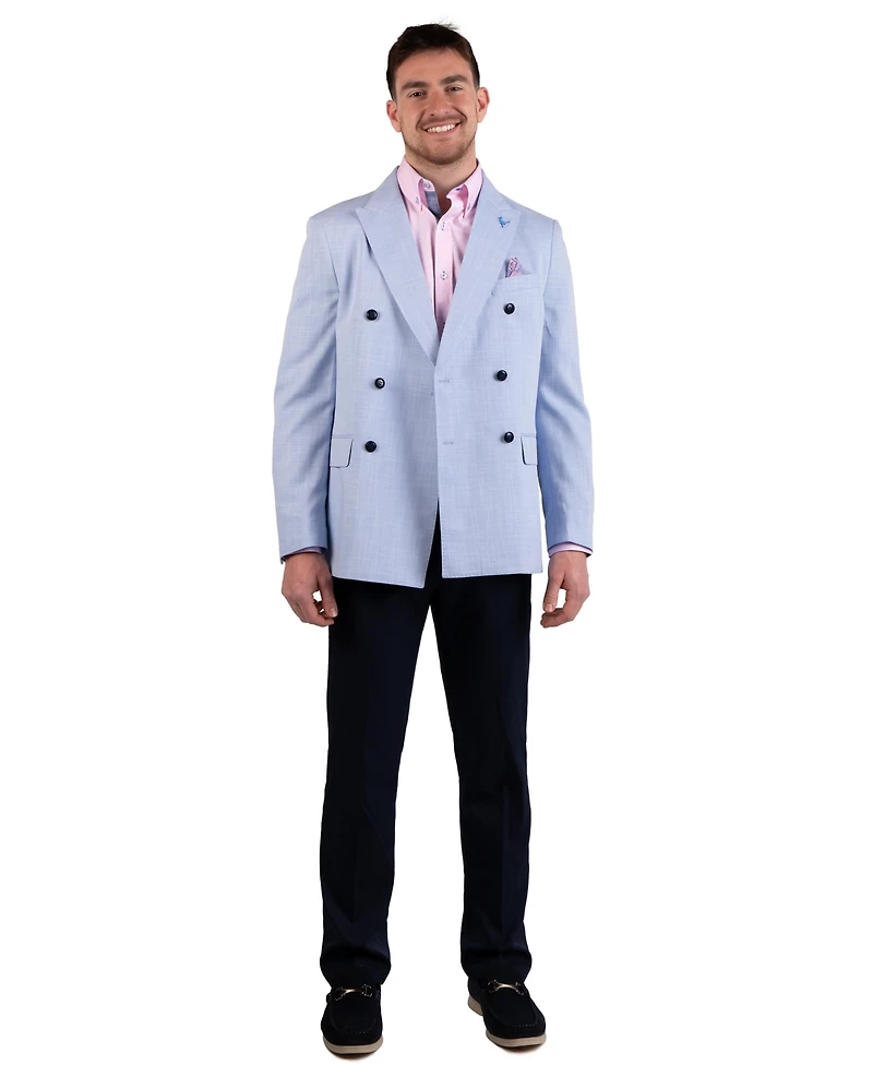 Tailorbyrd Men's Double-Breasted Textured Slub Sport Coat