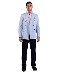 Tailorbyrd Men's Double-Breasted Textured Slub Sport Coat