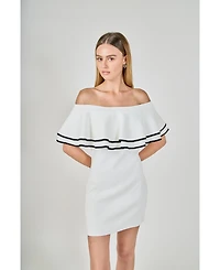 endless rose Women's Off Shoulder Ruffle Mini Dress