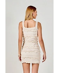 endless rose Women's Ruffled Detail Square Neck Mini Dress