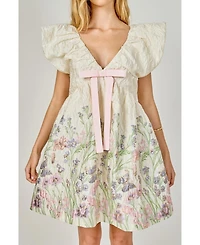 endless rose Women's Jacquard with bow Mini Dres