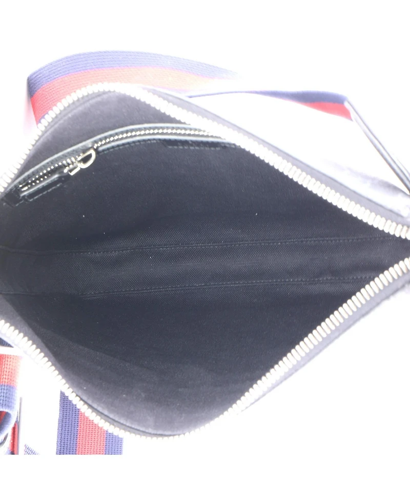 Pre-Owned Gucci Medium Web Strap Front Zip Messenger Bag Gg Coated Canvas