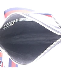 Pre-Owned Gucci Medium Web Strap Front Zip Messenger Bag Gg Coated Canvas