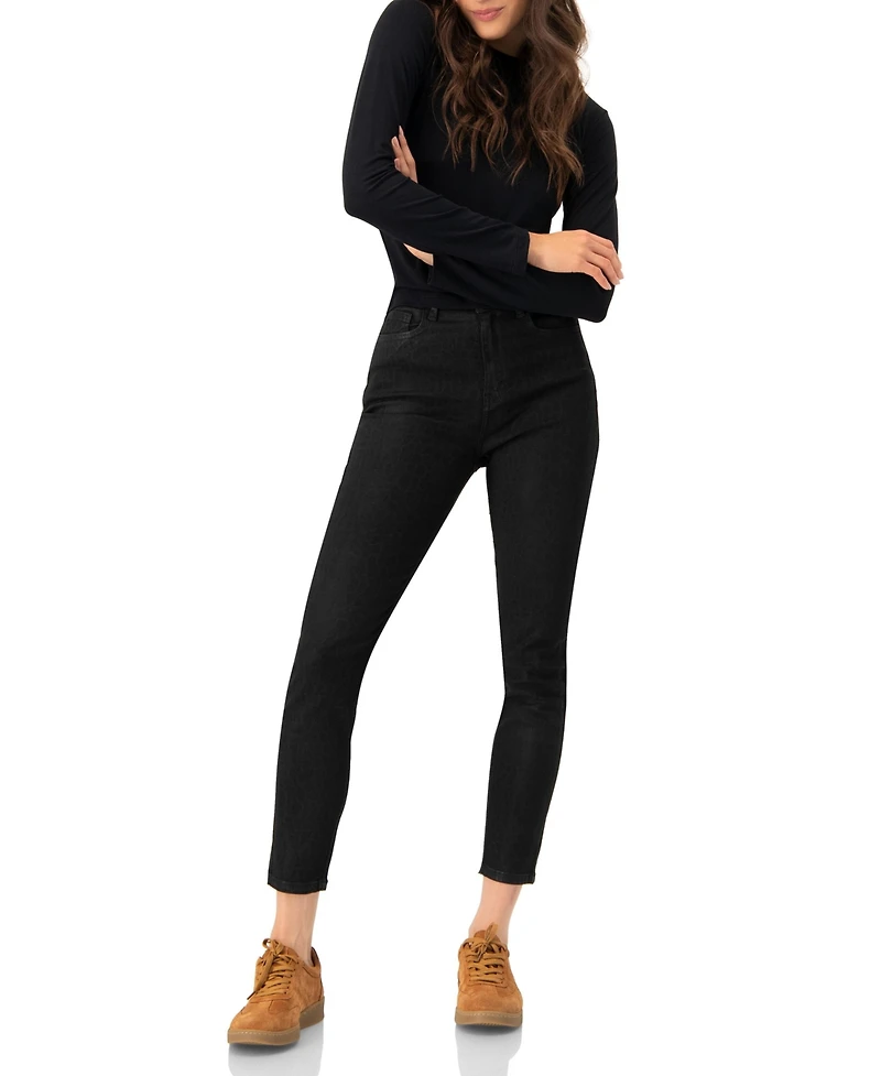 Ivonne Women's Skinny Jeans with Button and Patch Pockets