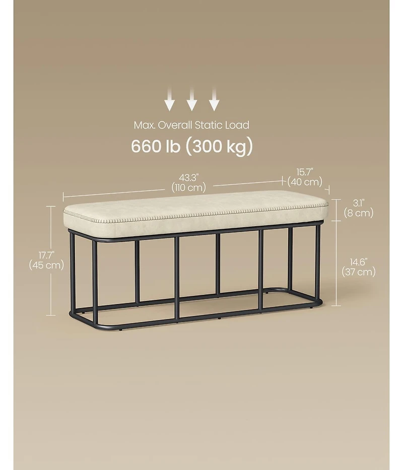 Slickblue Industrial Entryway Bench with Steel Frame Storage Shelf