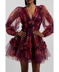 Karen Millen Women's Tulle Balloon Sleeve Mini Dress