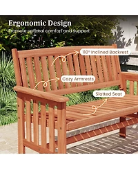 Gymax Outdoor Wood Garden Bench Backrest Armrests and Slatted Seat for Front Porch