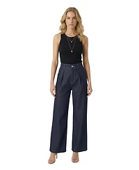 Modenaire Women's High Waist Pleated Wide Leg Pants