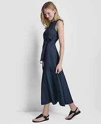 Dkny Women's Sleeveless Belted Midi Dress