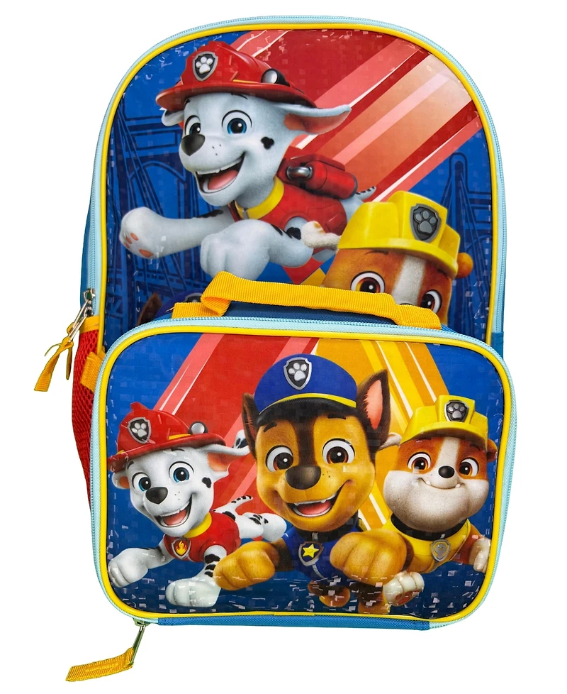 Paw Patrol 16" Shoulder Backpack for School with Rectangular Lunch Bag, for Boys