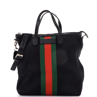 Pre-Owned Gucci Medium Web Zip Tote Techno Canvas