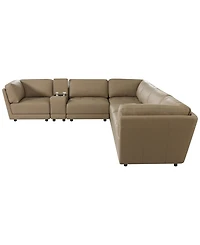 Versa 7-Pc. L-Shape Leather Sectional with Console