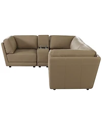 Versa 5-Pc. L-Shape Leather Sectional with Console