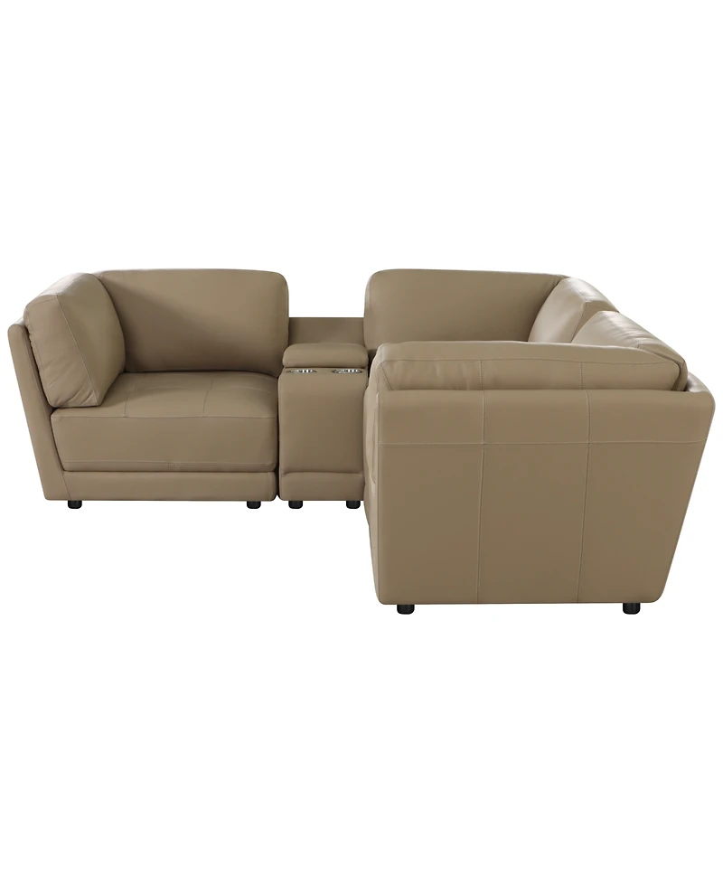 Versa 5-Pc. L-Shape Leather Sectional with 2 Consoles
