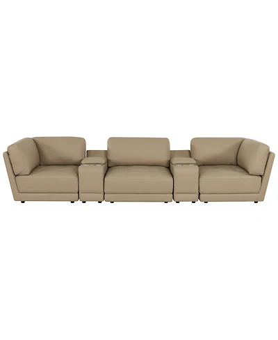 Versa 5-Pc. Leather Sofa with 2 Consoles