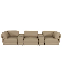 Versa 5-Pc. Leather Sofa with 2 Consoles