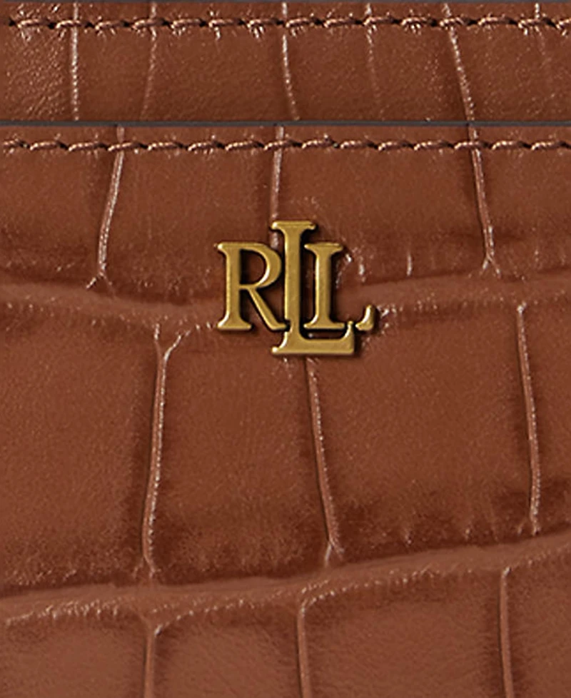 Lauren Ralph Embossed Leather L-Zip Card Case Wallet