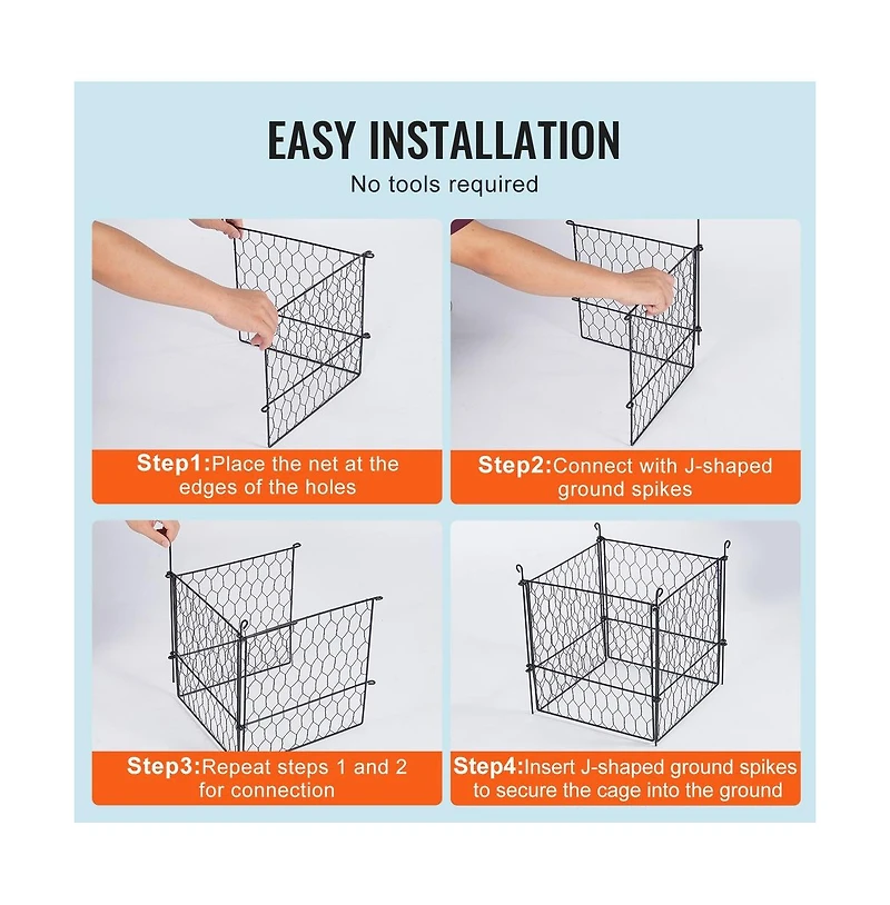 Sugift 4 Pack 13.4 inches Chicken Wire Plant Protector Cages with Ground Stakes