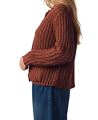 Modenaire Women's Chunky Ribbed Cardigan with Buttons