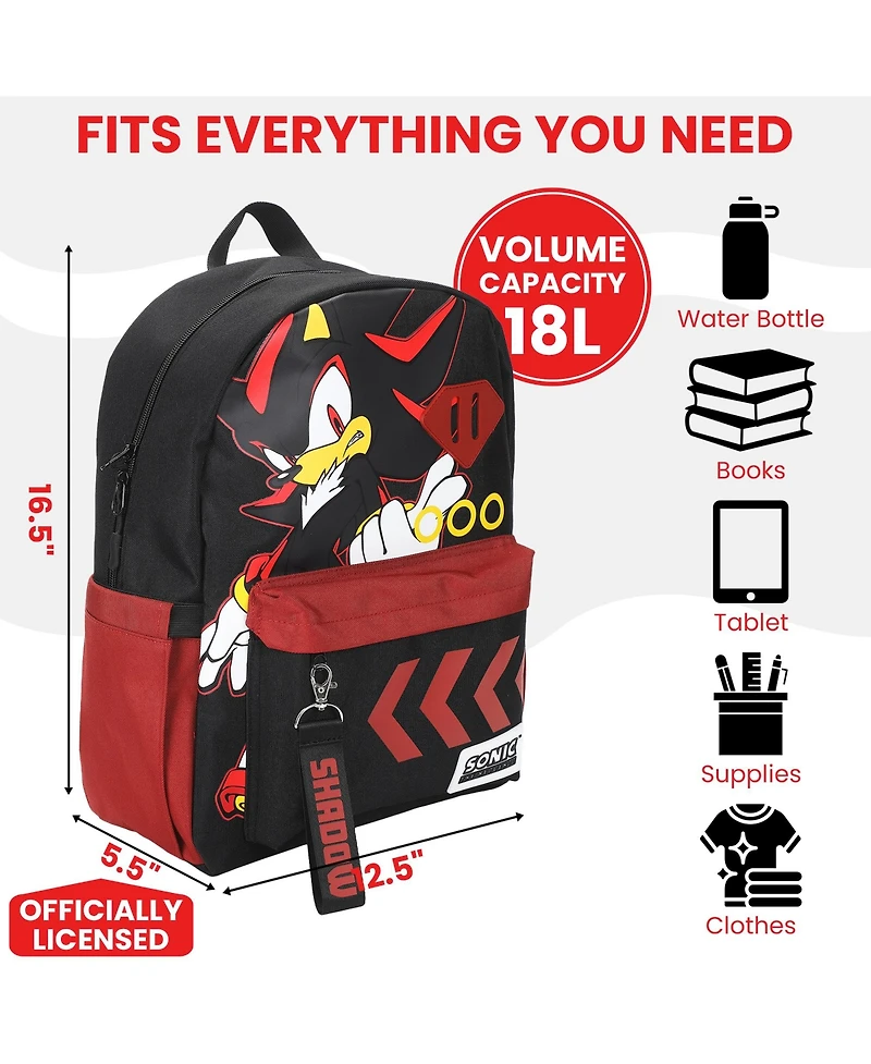 Sonic The Hedgehog Shadow Character Art 16.5" Adult Backpack