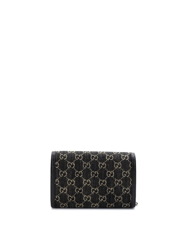 Pre-Owned Gucci Small Dionysus Chain Wallet Gg Denim