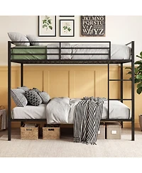 Slickblue Full Over Metal Bunk Bed Frame with Full-Length Guardrails