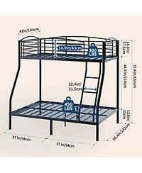 gaomon Twin Over Full Bunk Bed, Metal Beds with Ladder and Guardrail,Heavy Duty Space Saving Design,Smooth Rounded Edges