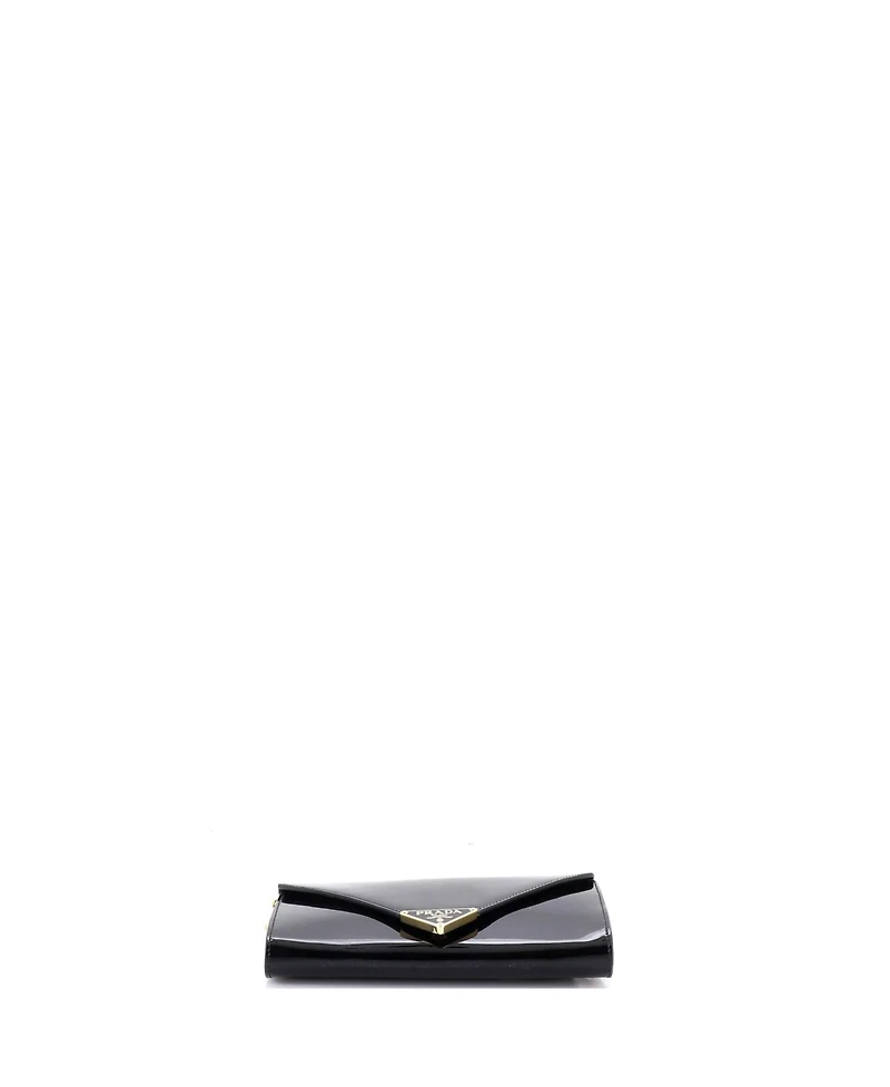 Pre-Owned Prada Mini Triangle Logo Envelope Chain Clutch Patent