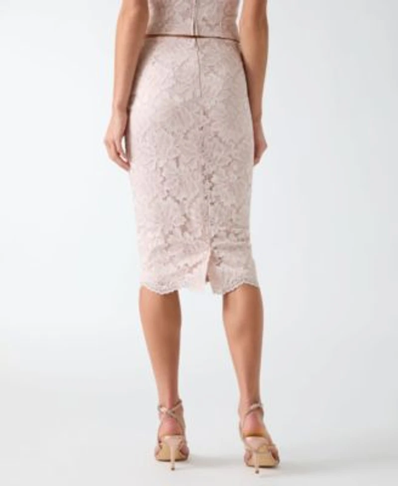 Guess Womens Katrina Bralette Lace Top Midi Lace Pencil Skirt