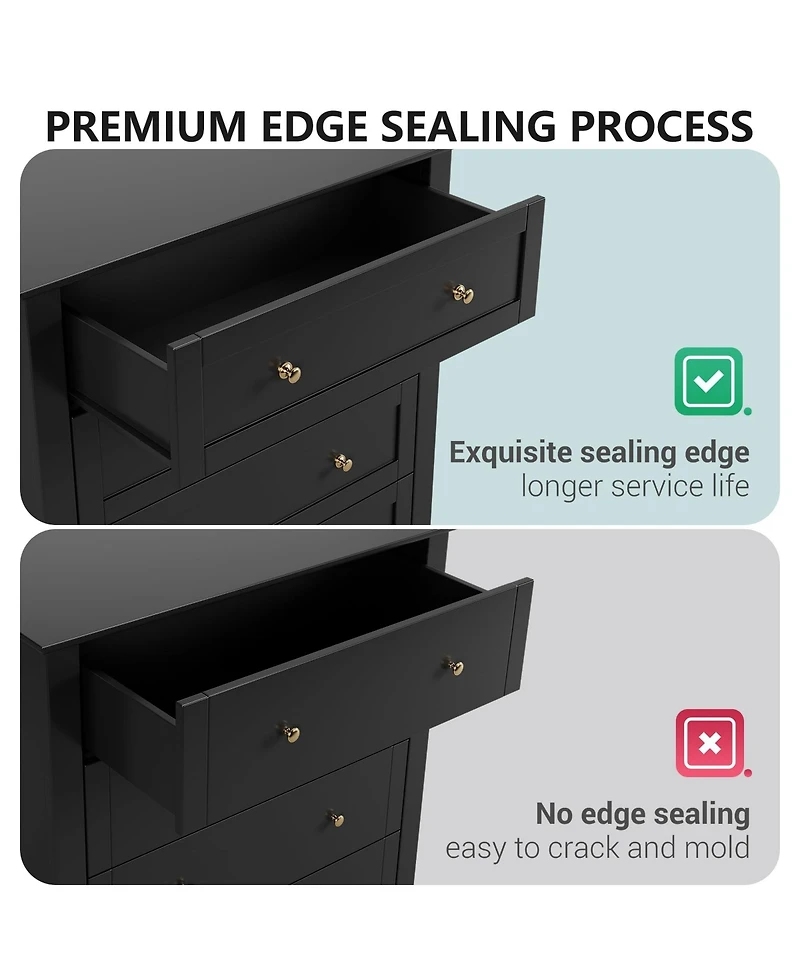 Homfan 2 Set of 5 Chest of Drawer for Bedroom, Modern Dresser Storage Organizer with Deep Drawer and Handle for Living Room