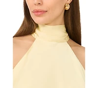 CeCe Women's Draped Tie Back Halter Dress
