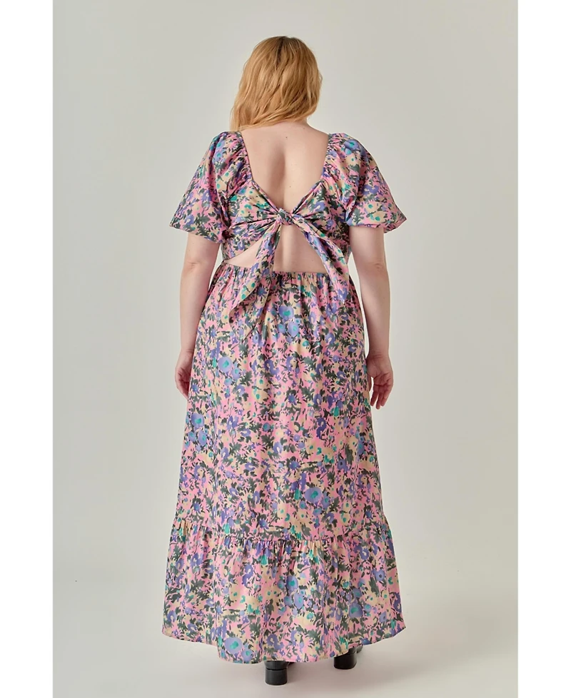 English Factory Plus Open Back Tie Maxi Dress