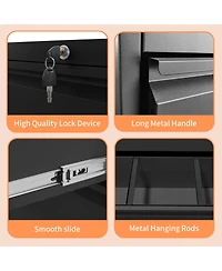 Rainsken 3 Drawer Lateral File Cabinet, Heavy-Duty Metal Filing Cabinet with Lock for Home Office, Fits Legal/Letter/A4/F4