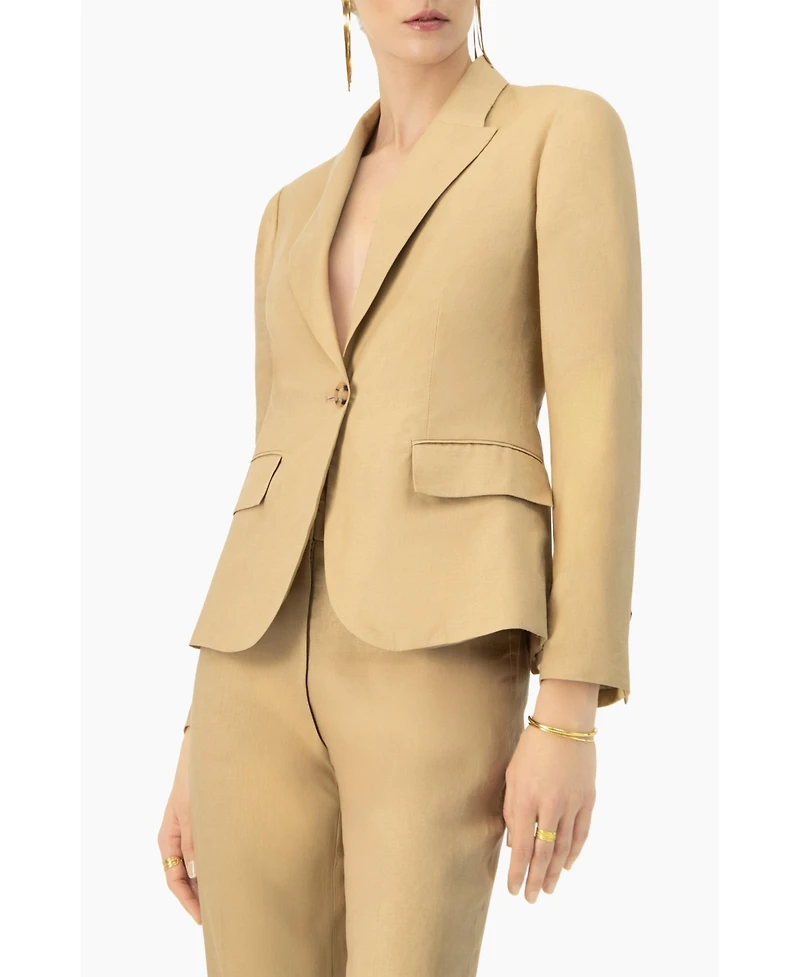 Ivonne Women's Single-Button Tailored Linen Blazer