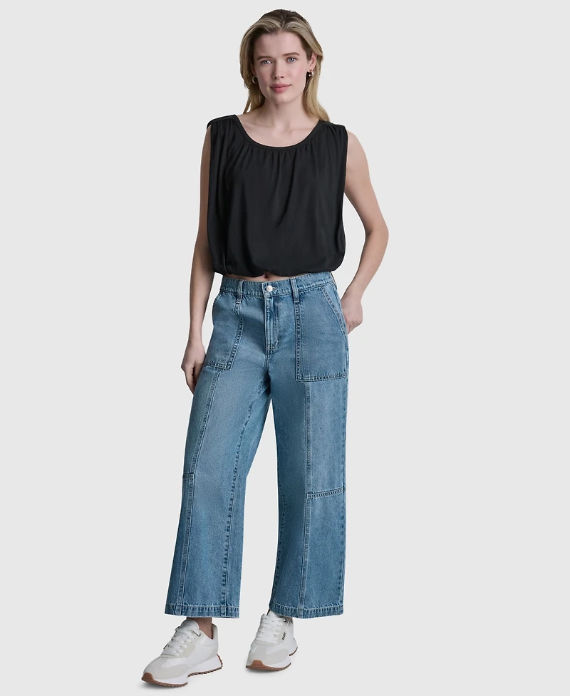 Dkny Jeans High-Rise Ankle Wide-Leg Cotton
