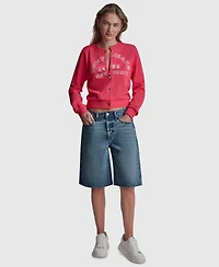 Dkny Jeans Women's Long-Sleeve Button-Front Cotton Shrunken Jacket