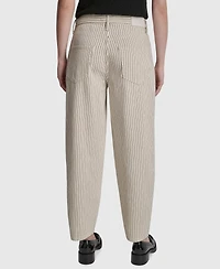 Dkny Jeans Women's Mid-Rise Striped Baby Barrel-Leg