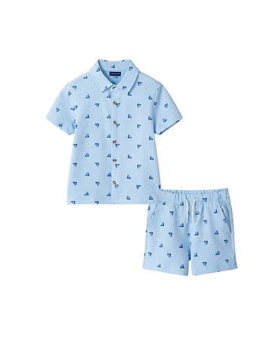 Andy & Evan Toddler Boys Toddler/Child Sailboat Button Down and Shorts Cabana Set