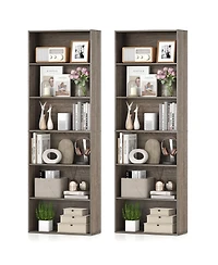 Gymax 2PCS 6-Tier Bookshelf w/Open Shelves Anti-Tipping Kits for Living Room Bedroom