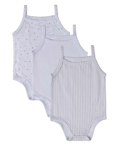 MeMoi Baby 3 Pack Cotton / Modal Bodysuits - Petite Leaves, Stripes, Solid