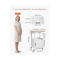 Sugift Kitchen Island Cart on Wheels Mobile Storage Cart Single Door Cabinet Drawer