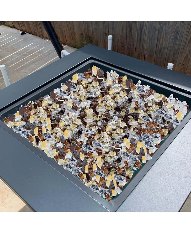 Sugift Fire Pit Glass 10 lbs Copper Clear Mix 1/2 in Reflective Fireplace Rocks