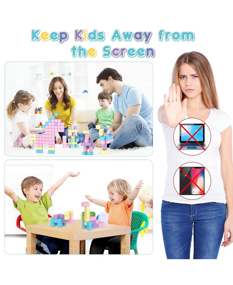 Gnuadz 56 Pieces 1.22 inch Magnetic Blocks Building Montessori Sensory Toys Kids Gifts