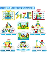 Gnuadz 244 Pieces Educational Building Blocks Electric Diy Construction Kit Ages 4-10