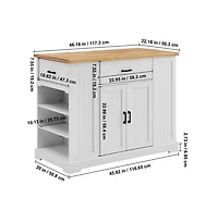 Sugift Kitchen Island Cart 46 in Wood Top Farmhouse Breakfast Bar Storage Cabinet