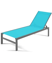 Gymax Outdoor 6-Position Lounge Chair Chaise Aluminium Adjust Recliner Patio