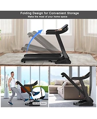 Folding Treadmill Auto Incline 12 Programs App Control Black