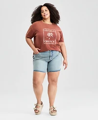 And Now This Plus Studded Raw-Hem Jean Shorts, Macy's Exclusive