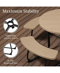 Best Choice Products 8-Person Circular Outdoor Picnic Table w/ 4 Benches, Umbrella Hole, 2000lb Capacity
