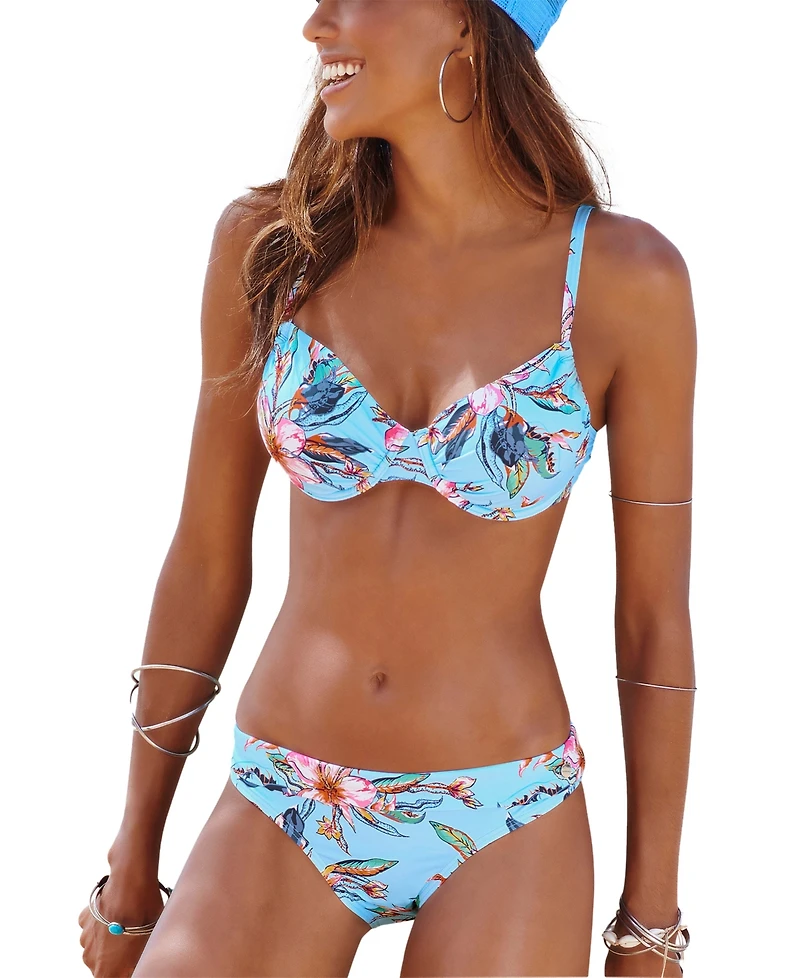 Lascana Women's Hibiscus Print Underwire Bikini Swimsuit Top Bra Sizing